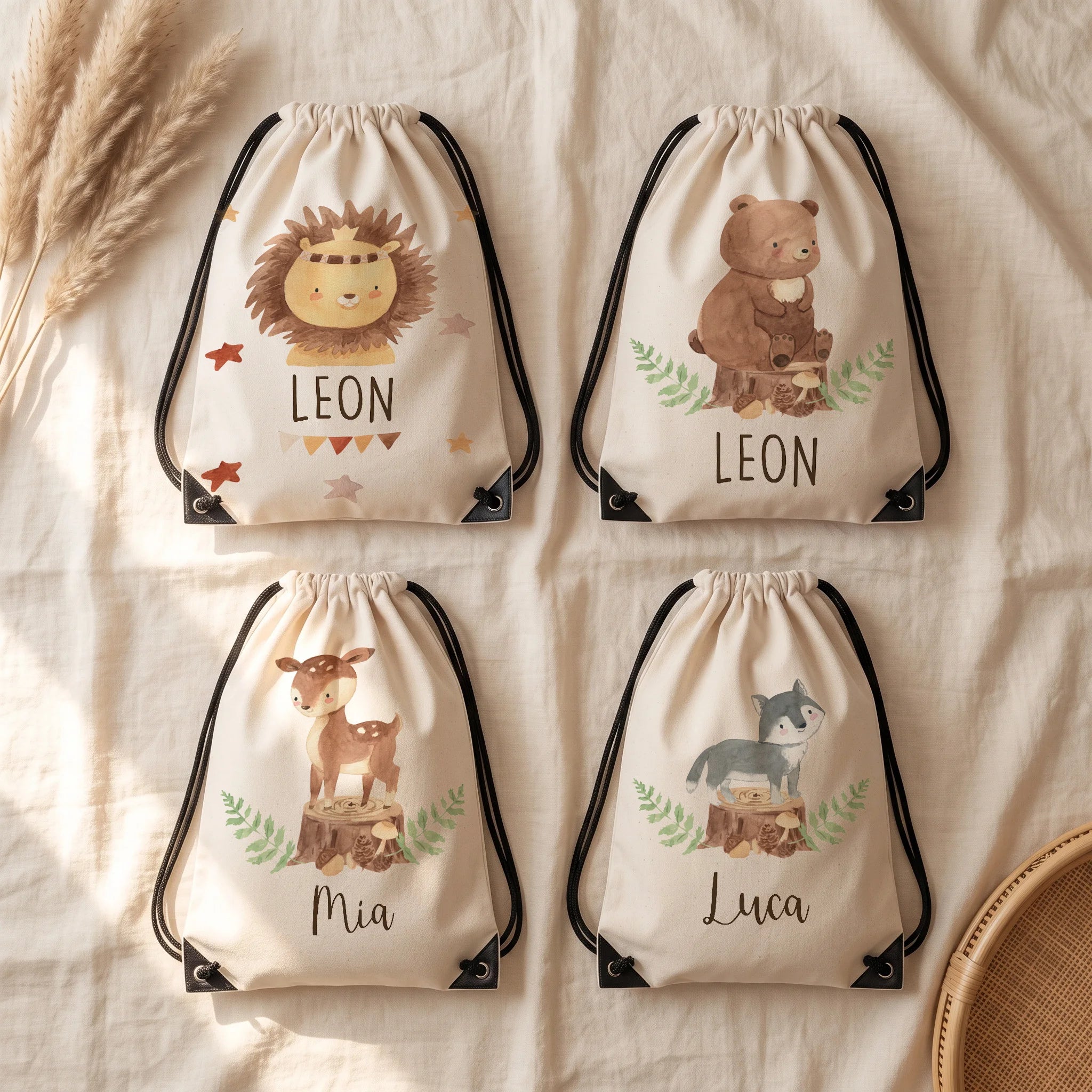 Quatre motifs de sac de sport enfant personnalisé au choix — Kidsmood