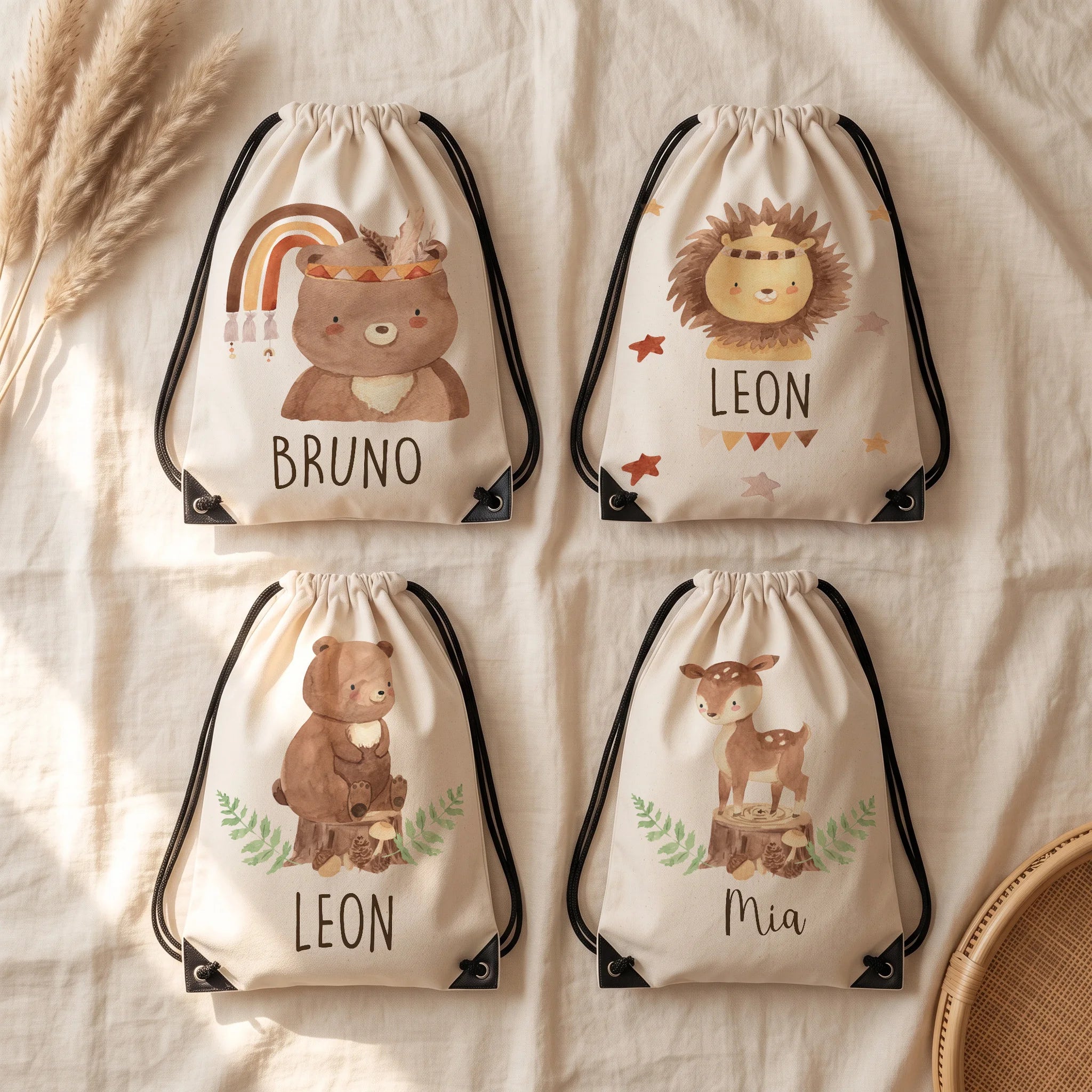 Quatre motifs de sac de sport enfant personnalisé au choix — Kidsmood