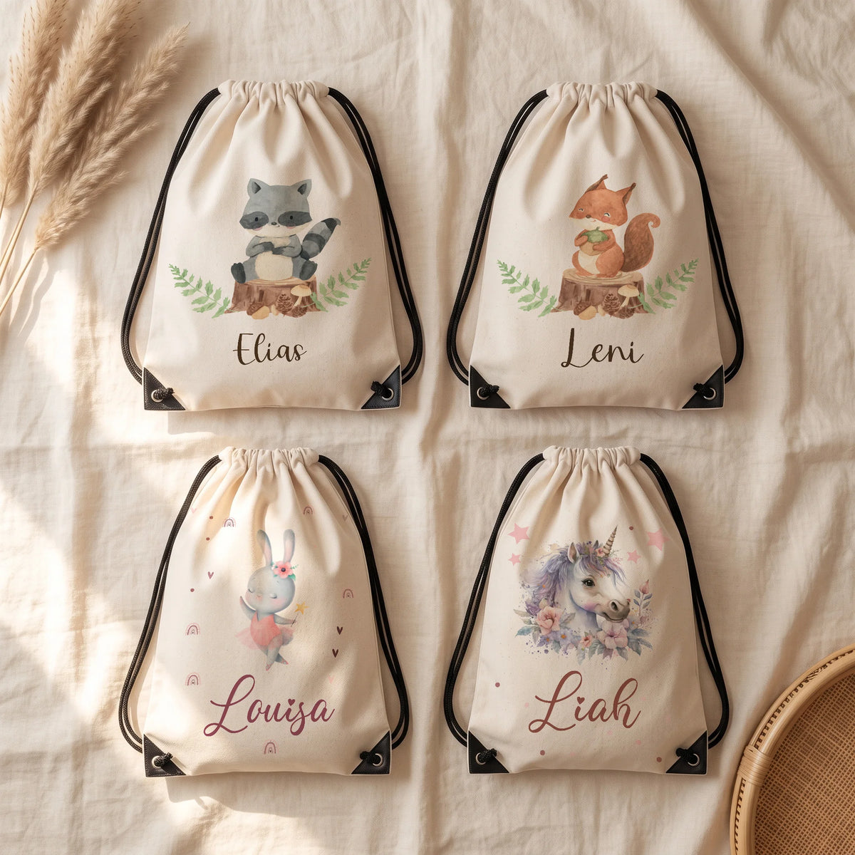 Quatre motifs de sac de sport enfant personnalisé au choix — Kidsmood