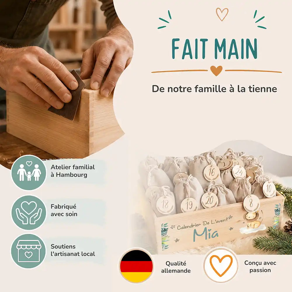 Calendrier de l'avent personnalisé, motif Petit lion — Fabrication à la main | Kidsmood