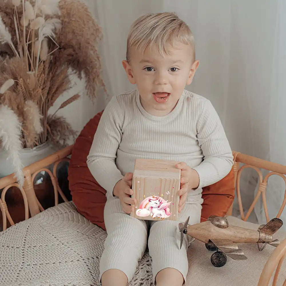 Tirelire personnalisée pour garçon, idée cadeau enfant, motif licorne — Kidsmood