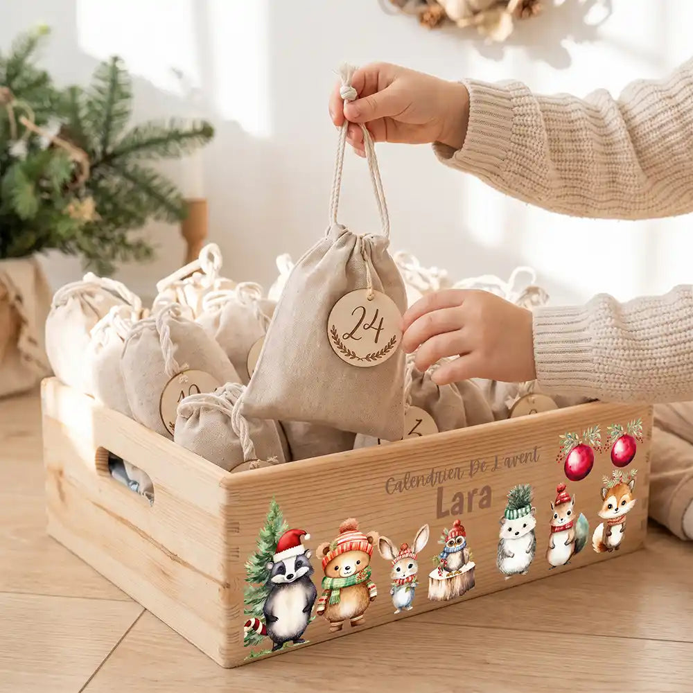 Calendrier de l'avent personnalisé, motif Blaireau et amis — Sachet numéro 24 | Kidsmood