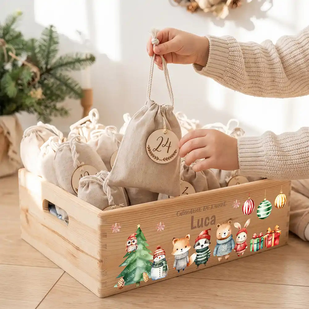Calendrier de l'avent personnalisé, motif Bonhomme de neige — Sachet numéro 24 | Kidsmood