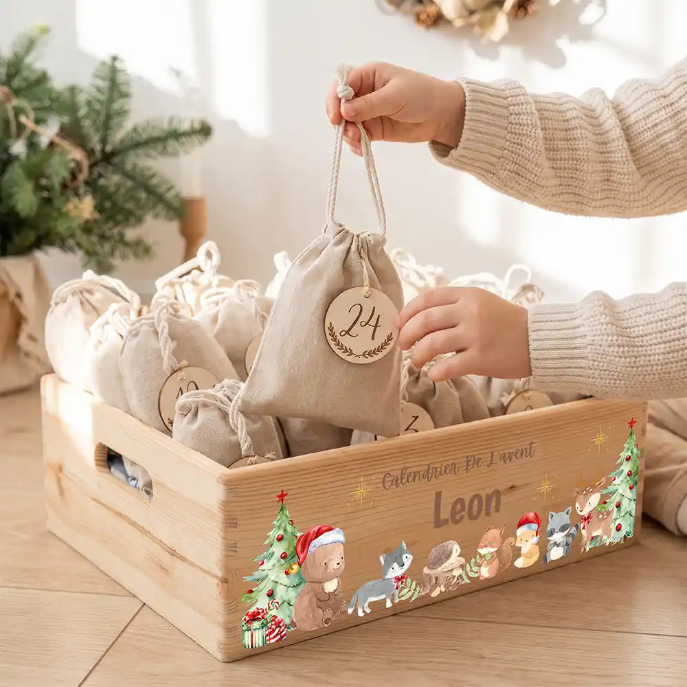 Calendrier de l'avent personnalisé, motif Forêt de Noël — Sachet numéro 24 | Kidsmood