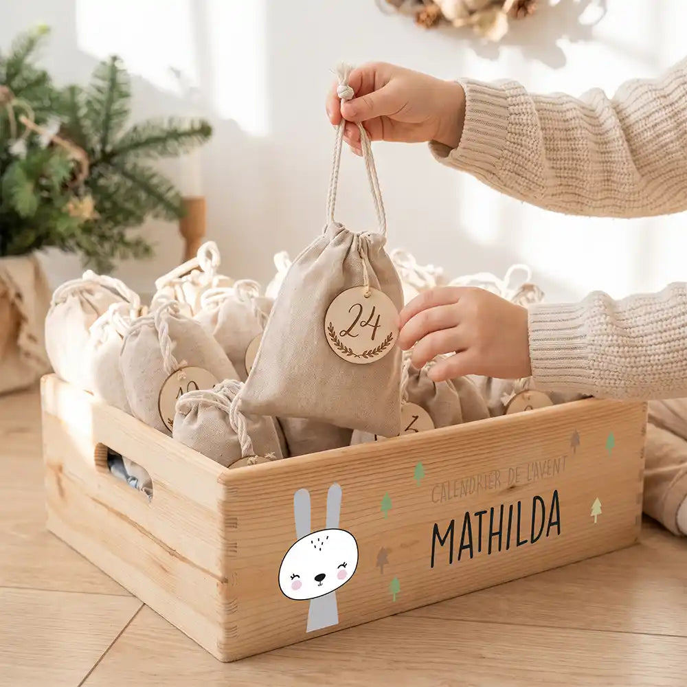 Calendrier de l'avent personnalisé, motif Lapin blanc — Sachet numéro 24 | Kidsmood