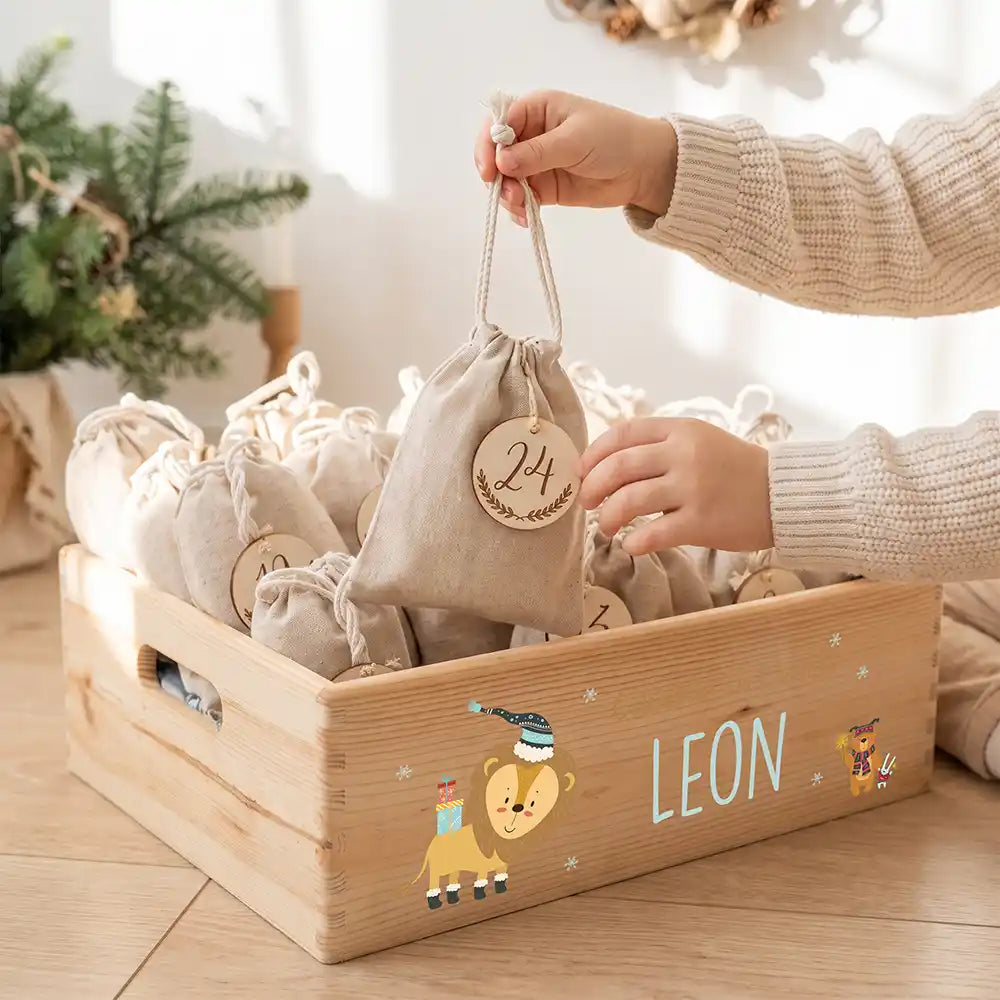 Calendrier de l'avent personnalisé, motif Lion et cadeaux — Sachet numéro 24 | Kidsmood