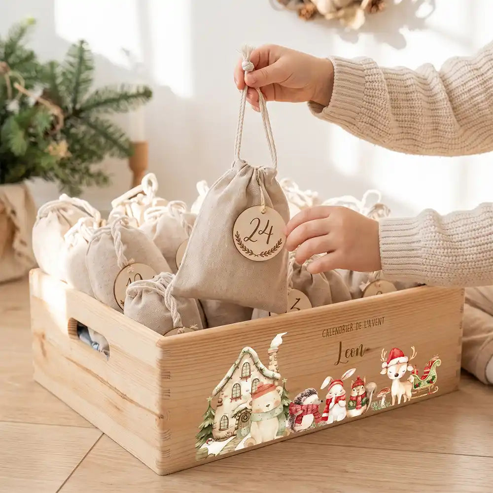 Calendrier de l'avent personnalisé, motif Maison enneigée — Sachet numéro 24 | Kidsmood