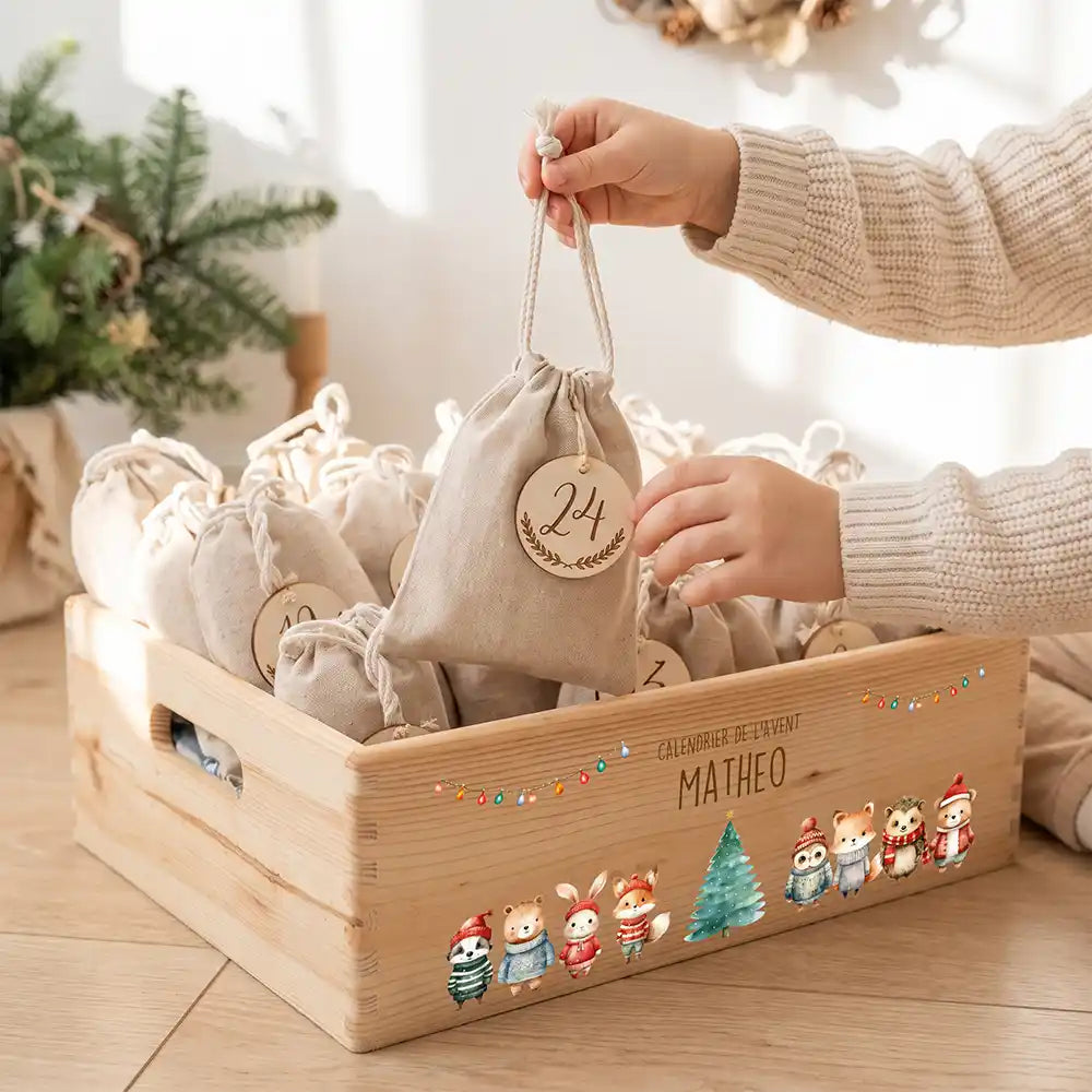 Calendrier de l'avent personnalisé, motif Ronde des animaux — Sachet numéro 24 | Kidsmood