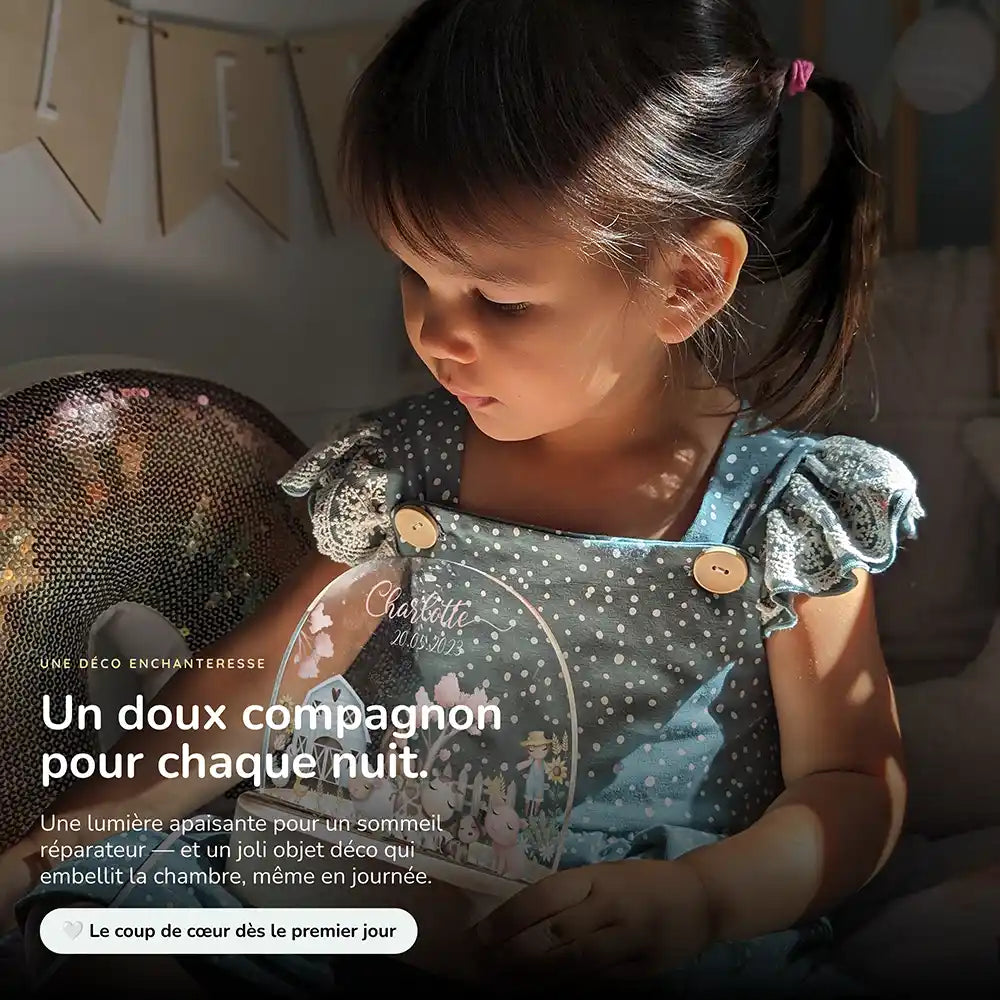 Veilleuse enfant personnalisée Animaux de la ferme – intensité réglable en continu d'une simple pression