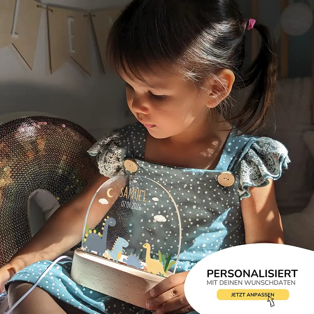 Nachtlicht Kinder personalisiert - Süße Dinosaurier