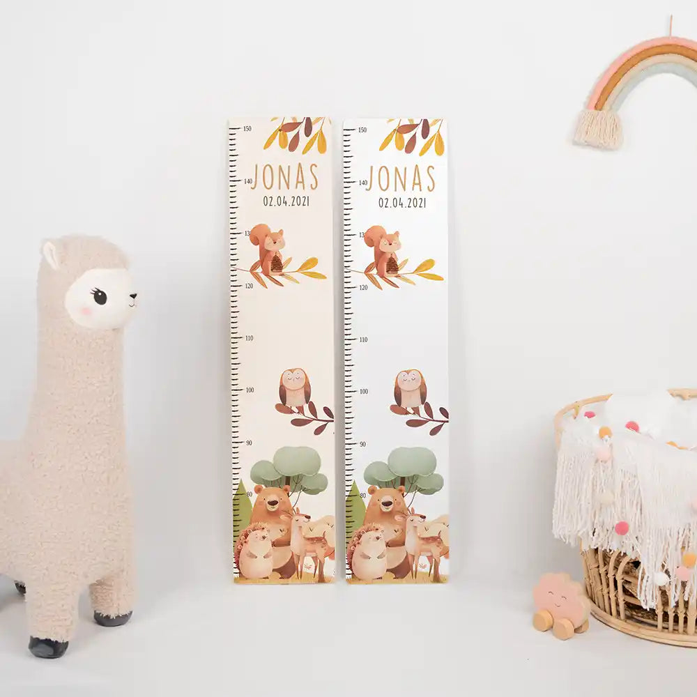 Messlatte Kinder Holz & Aluverbund - Fröhliche Waldtiere