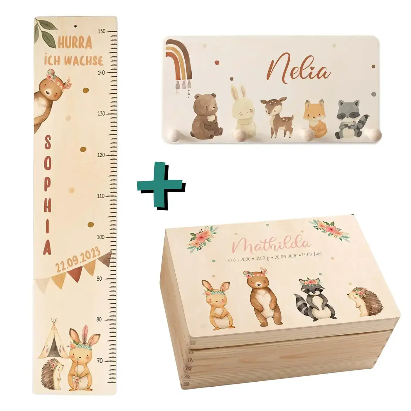 Erste Schritte Bundle - Woodland Tipi: Messlatte, Kindergarderobe, Erinnerungsbox