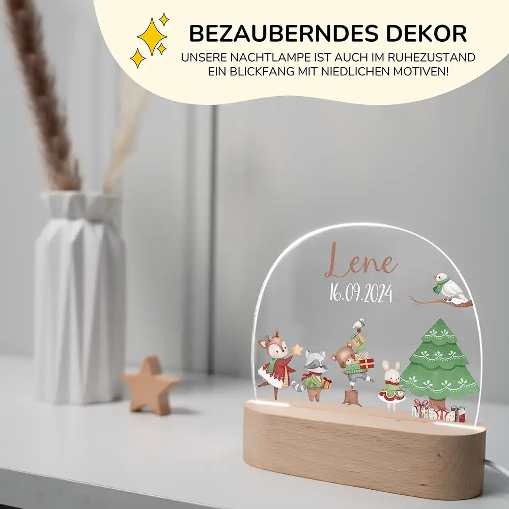 Nachtlicht Kinder personalisiert Weihnachten - Tanzende Tierfreunde