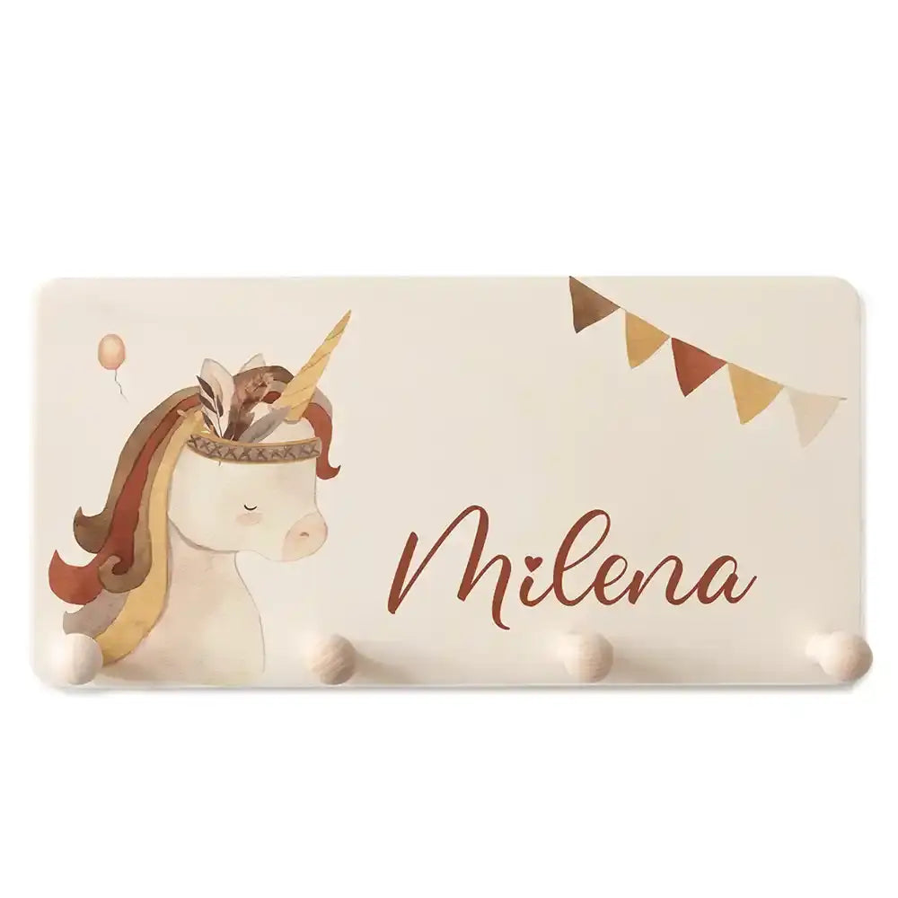 garderobe mit einhorn boho motiv für kinderzimmer