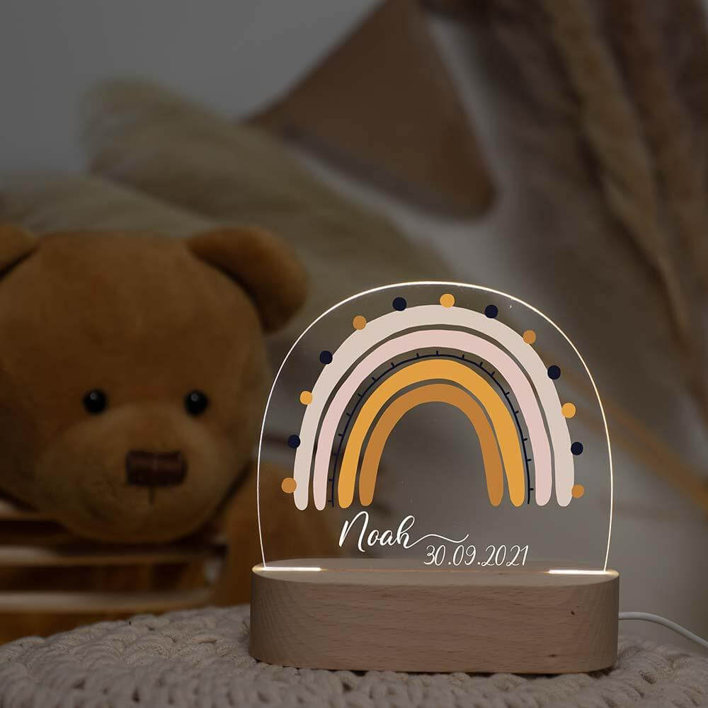 engraved rainbow dot lamp with name