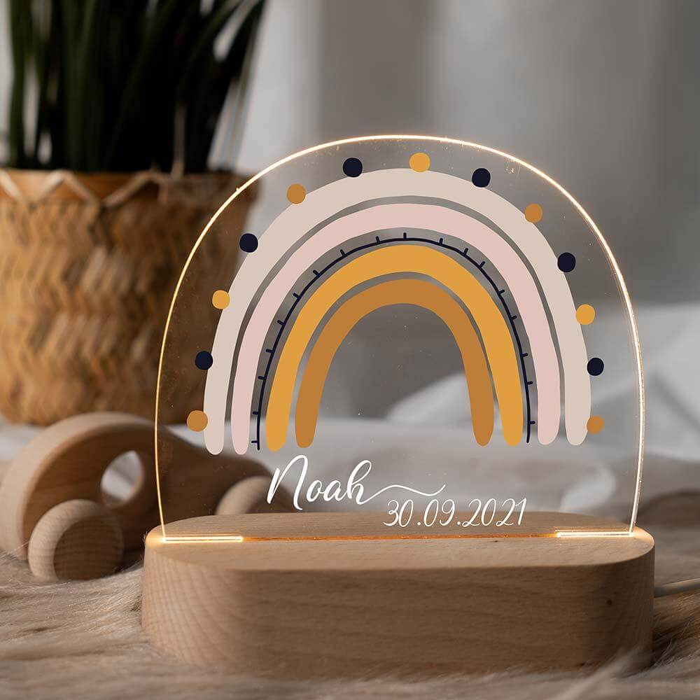 personalized rainbow dot night lamp with custom name