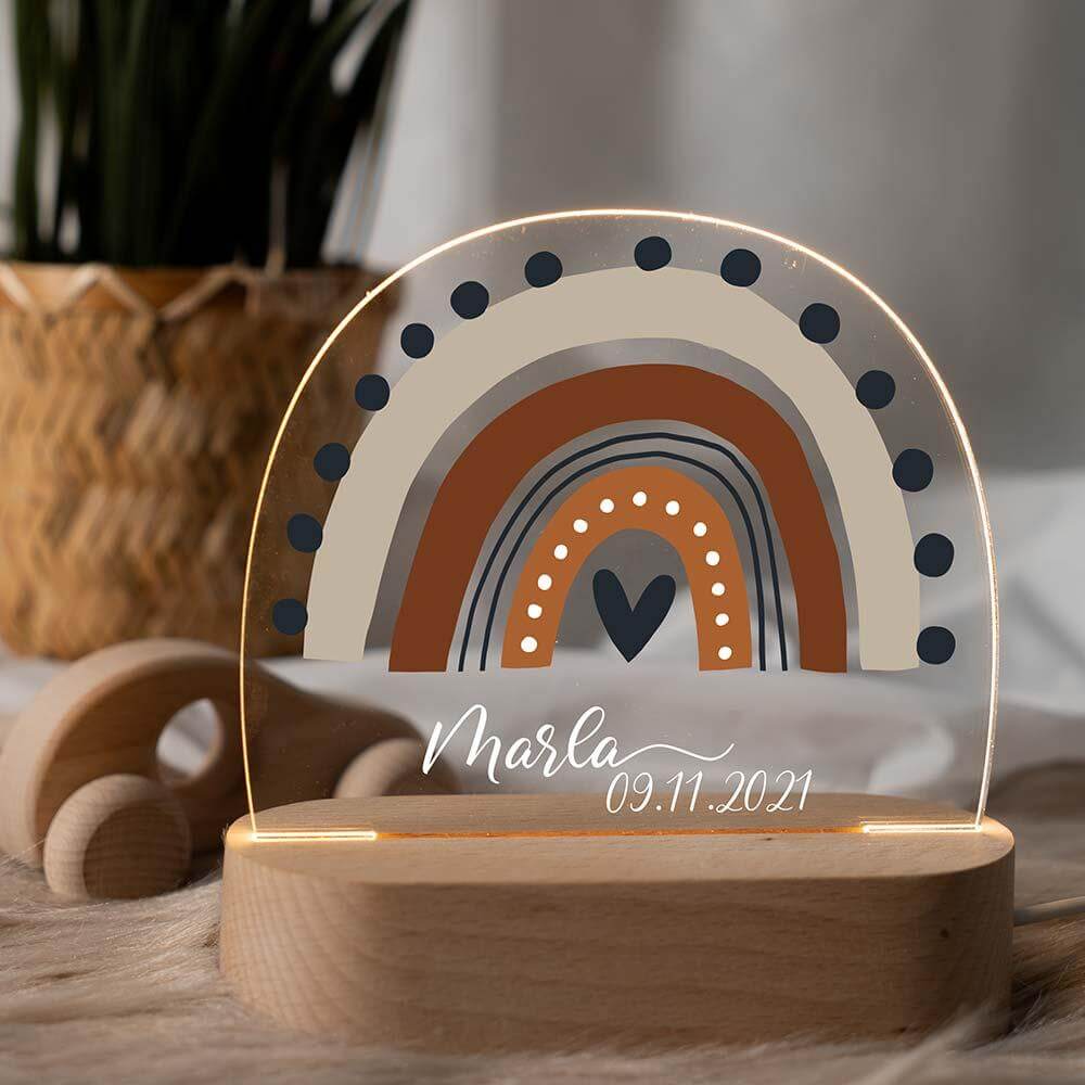personalized rainbow acrylic night lamp with custom name