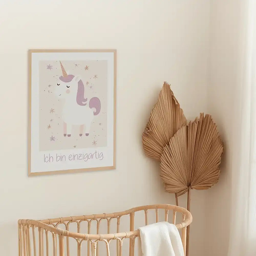 Poster 3er-Set - Schmetterling, Einhorn & Blumen fürs Kinderzimmer