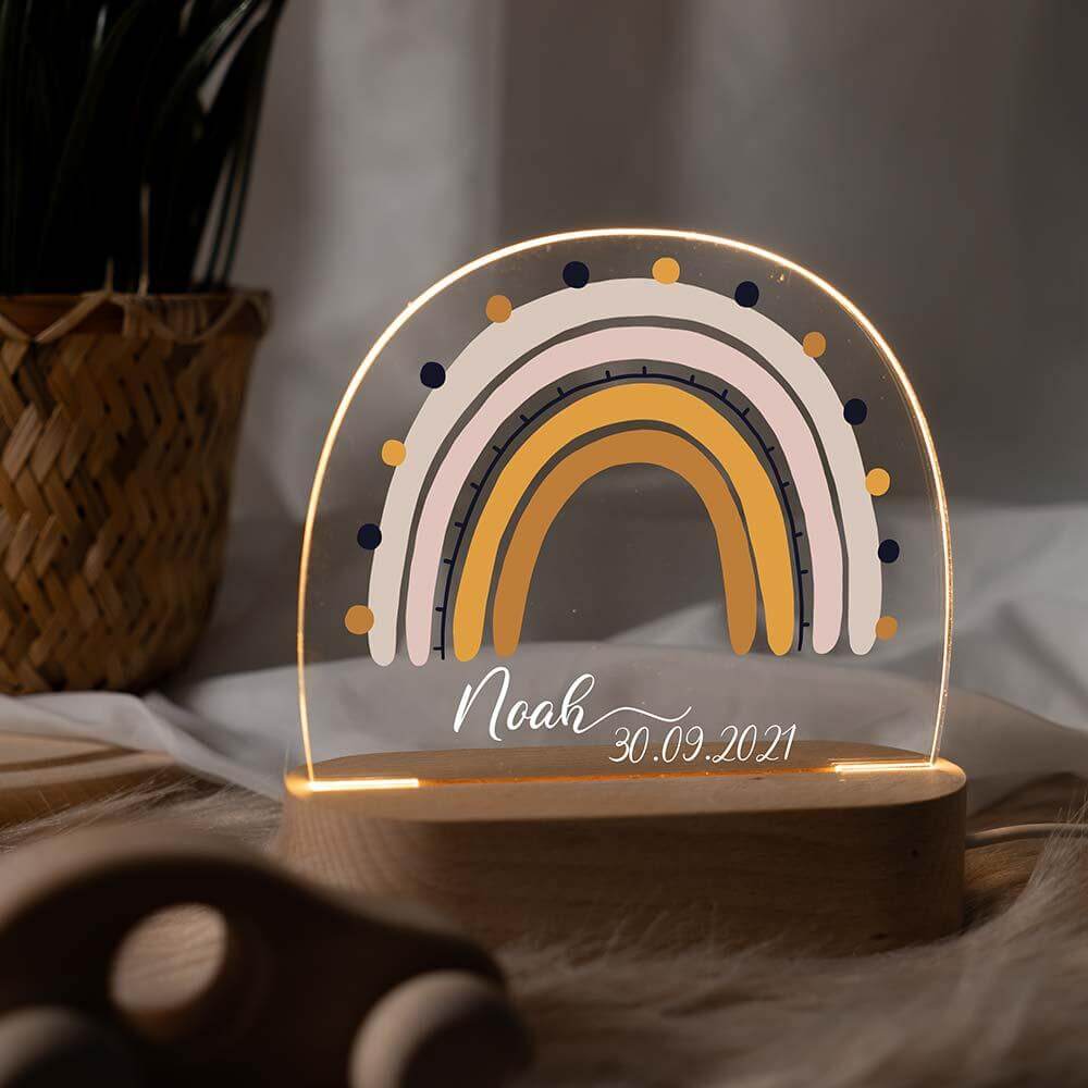 personalized lamp with rainbow dot design