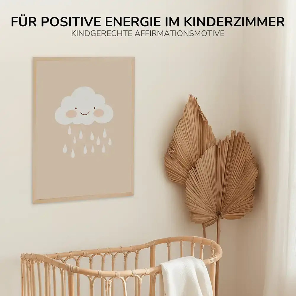 Poster 3er-Set - Wolke, Hund im Regen & Regenbogen fürs Kinderzimmer