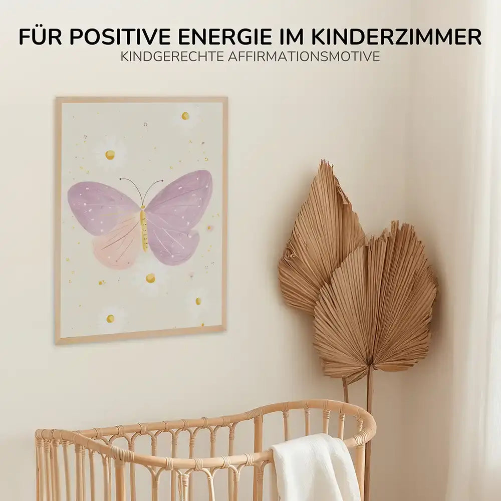 Poster 3er-Set - Schmetterling, Einhorn & Blumen fürs Kinderzimmer