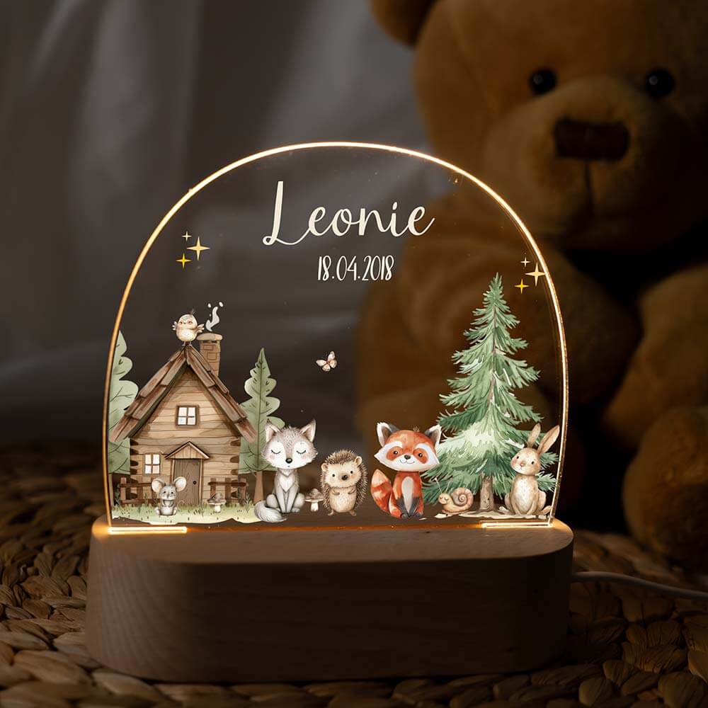 Nachtlicht Kinder personalisiert - kleine Waldfreunde