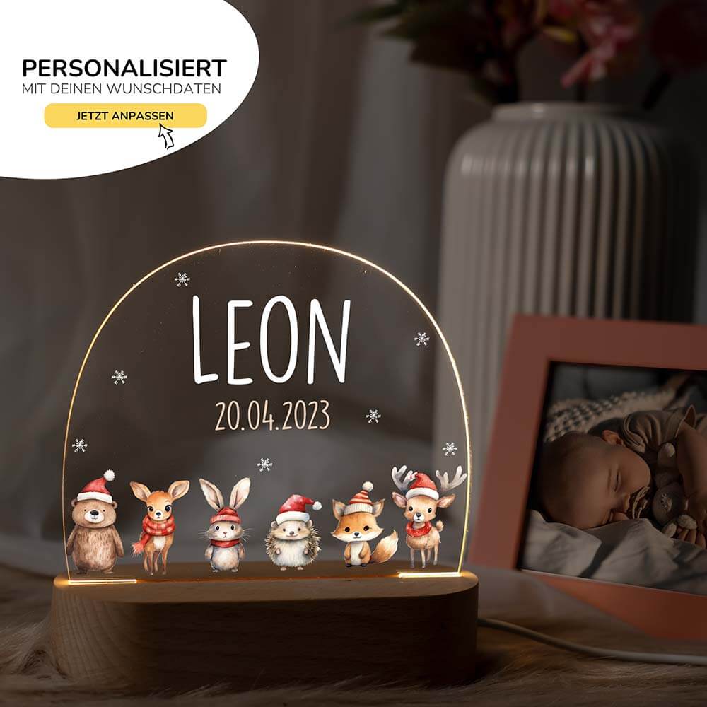 Nachtlicht Kinder personalisiert - Weihnachtsfreunde