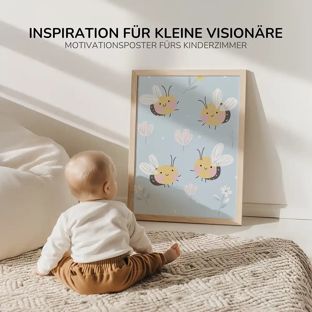Poster 3er-Set - Bienen, Elefant & "Born to be wild" fürs Kinderzimmer