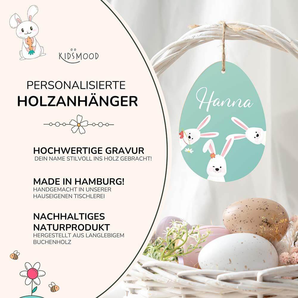 detailed view of personalized wooden Easter egg