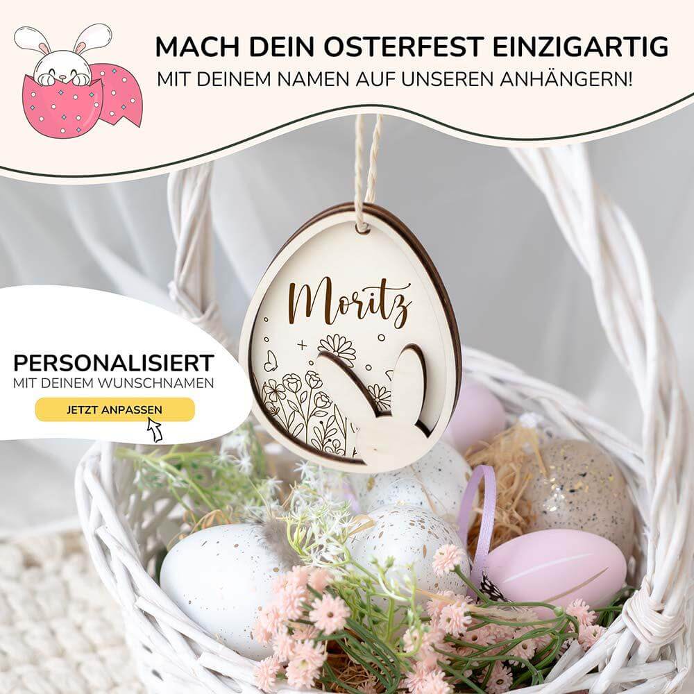 engraved wooden Easter ornament with custom design