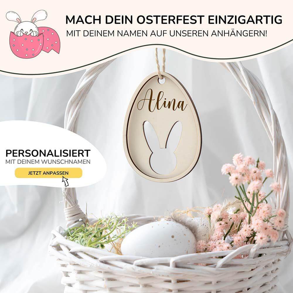 engraved wooden Easter ornament with custom design