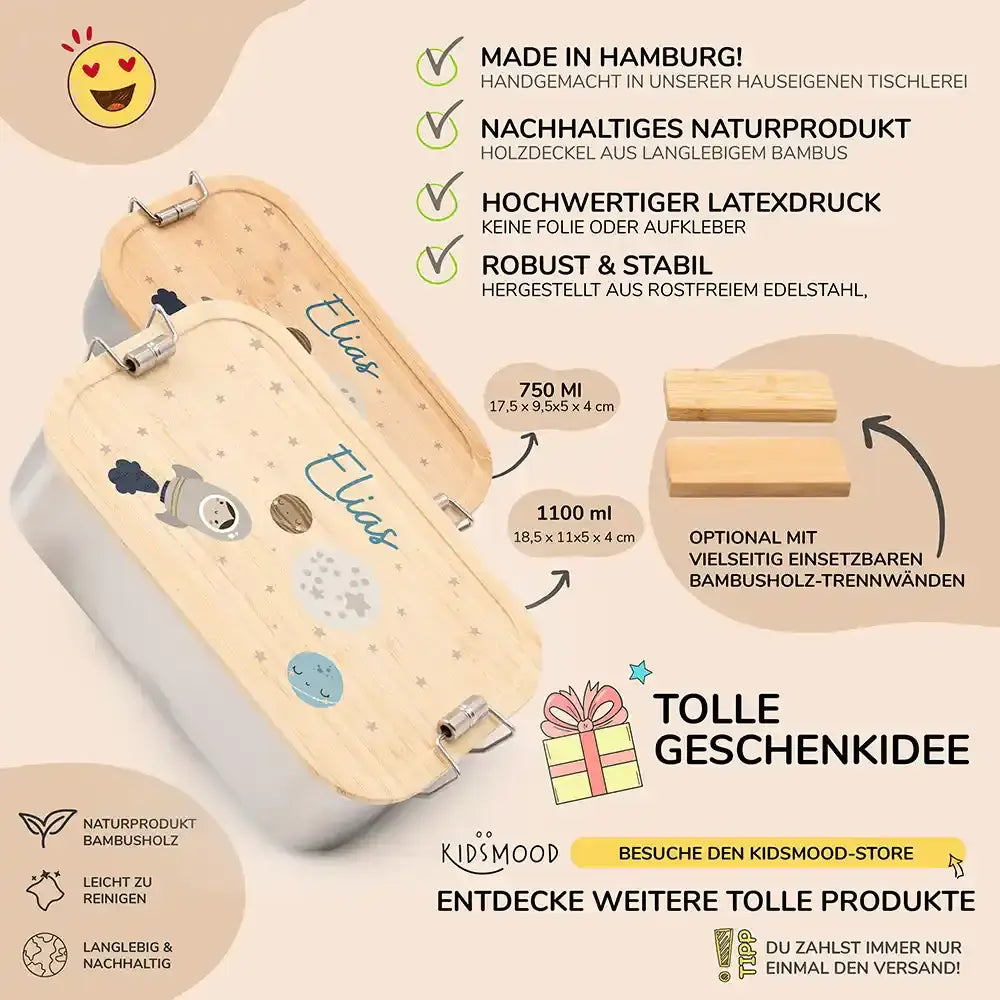 detailansicht der gravierten weltall motive auf brotdose