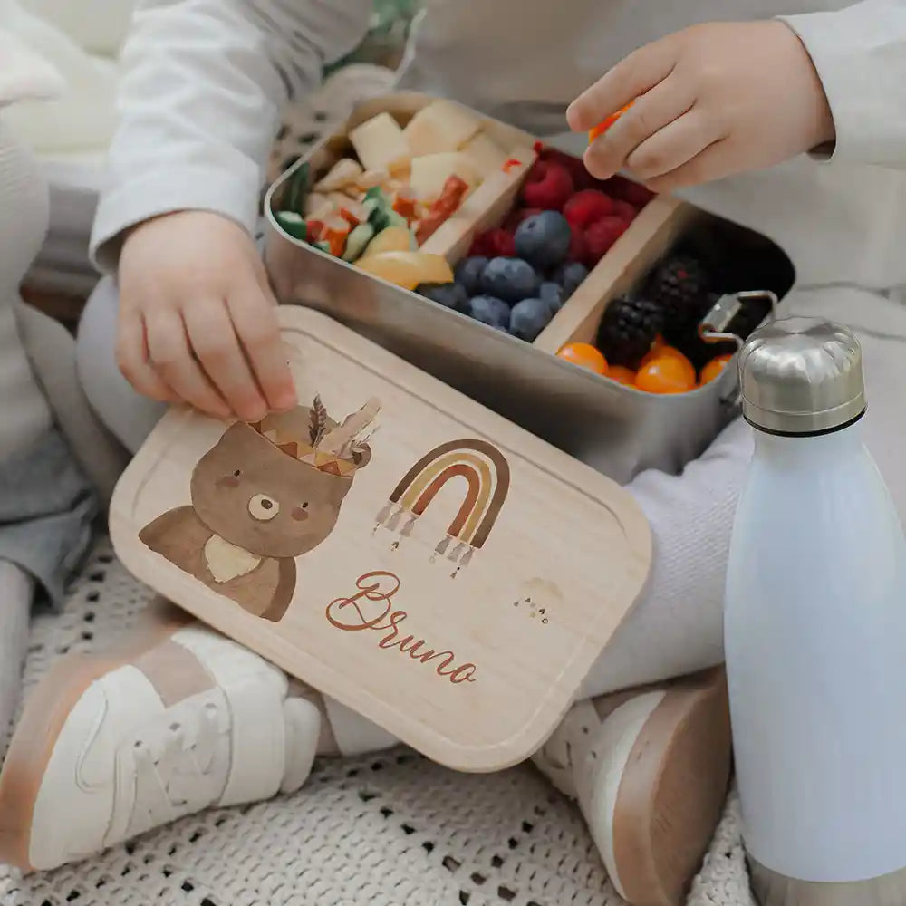 Brotdose Kinder personalisiert -  Bär Boho