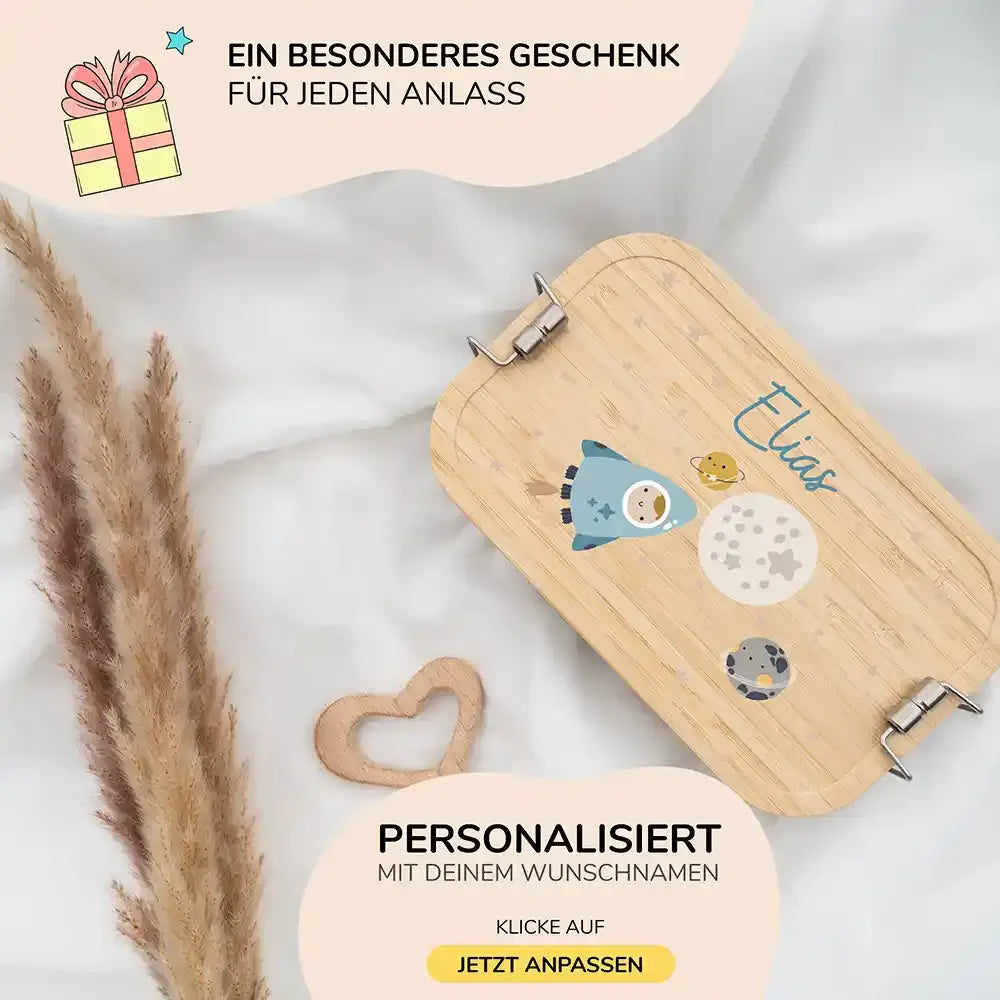 brotdose mit weltall motiv und individuellem namen