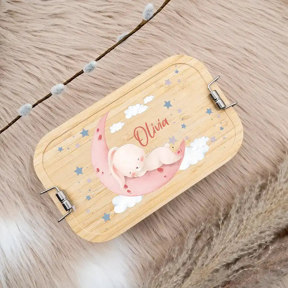 personalisierte aufbewahrungsdose mit baby hase design