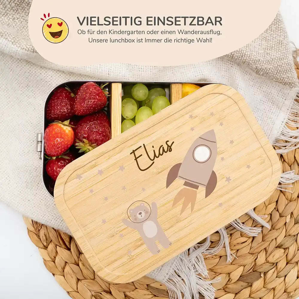 personalisierte aufbewahrungsdose mit bär astronaut design