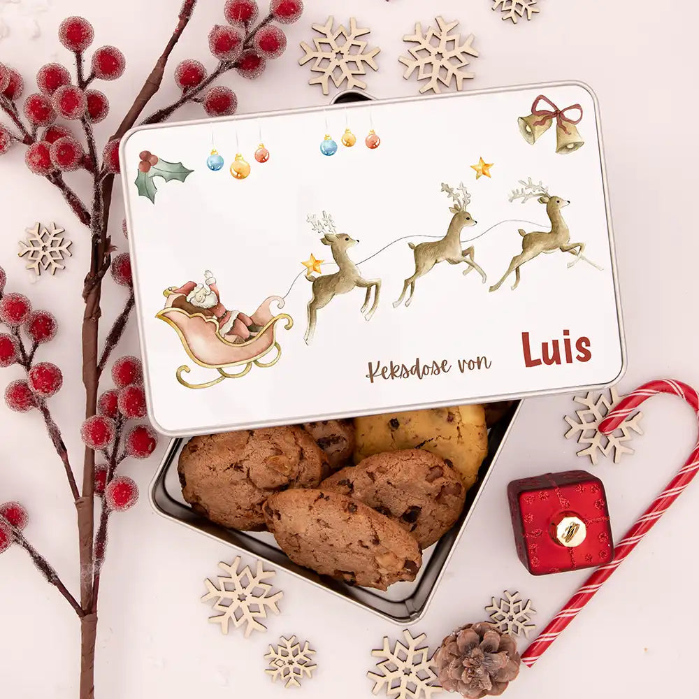 Keksdose aus Metal personalisiert - Rentiere