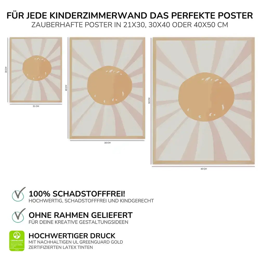 Poster 3er-Set - Sonne, Ballerina & Dream Big fürs Kinderzimmer