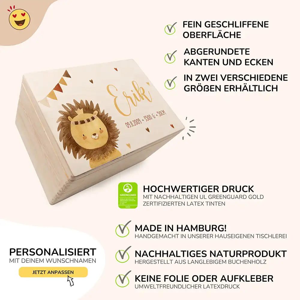 Erinnerungsbox Baby - Löwe Boho