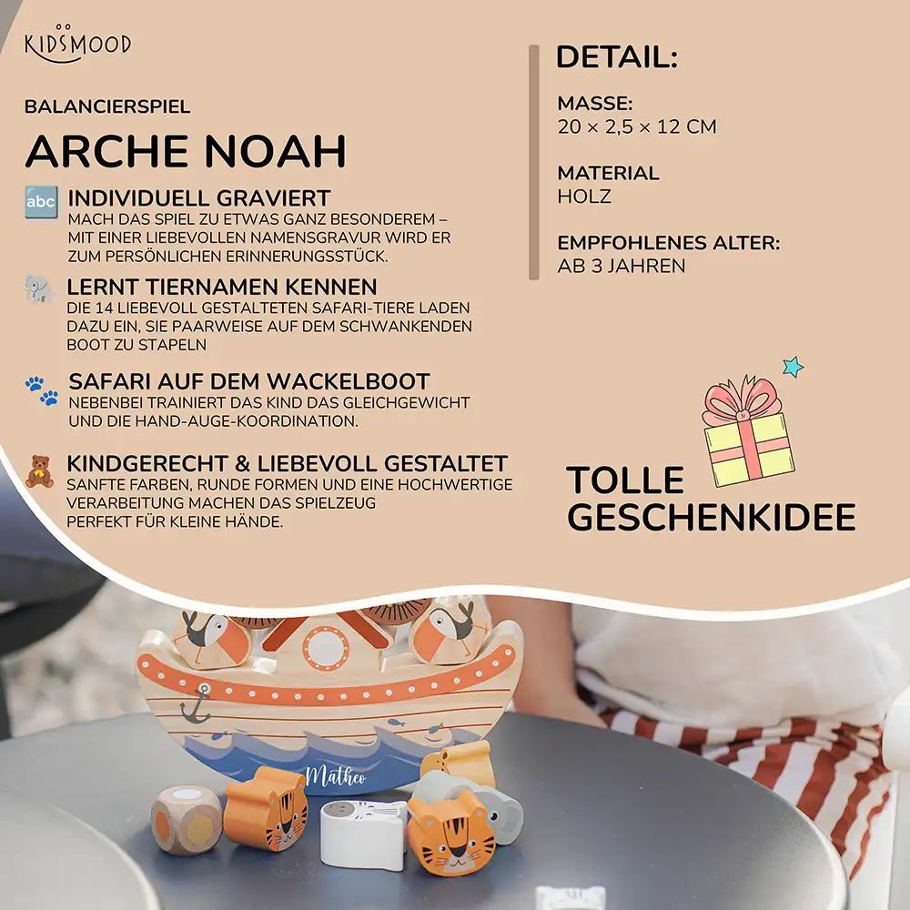 Arche Noah Balancespiel personalisiert mit Namen