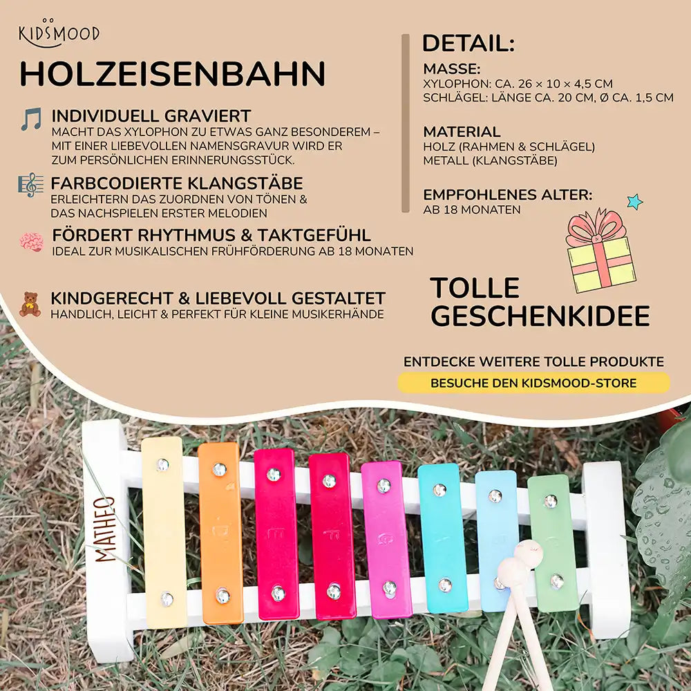 Xylophon Glockenspiel personalisiert mit Namen