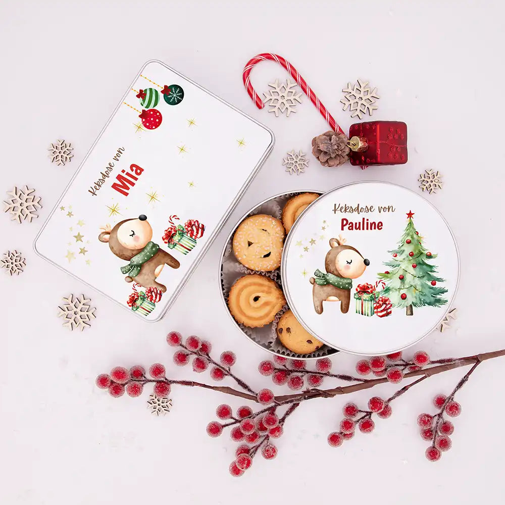 Keksdose aus Metal personalisiert - Waldzauber im Winter