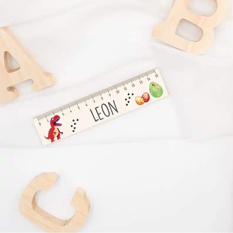 Holzlineal personalisiert - Dinosaurier