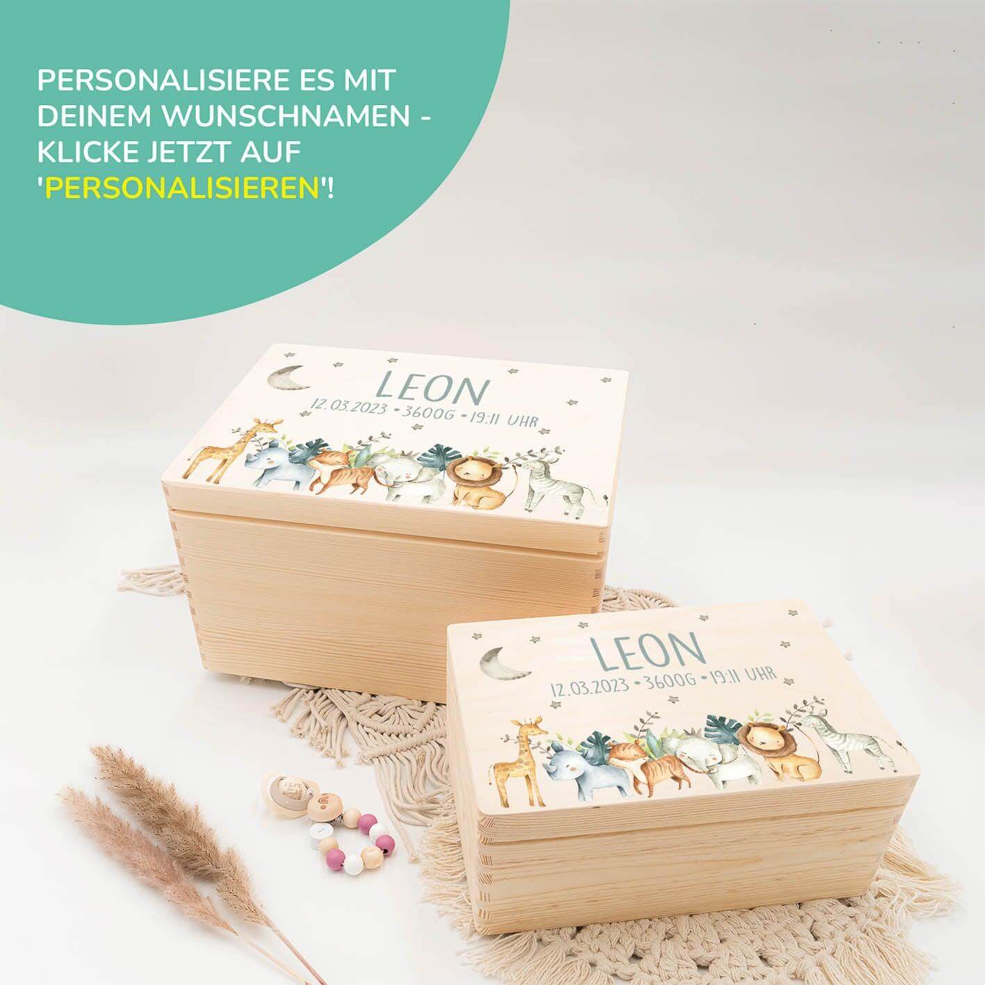 high-quality personalized memory box with jungle animals