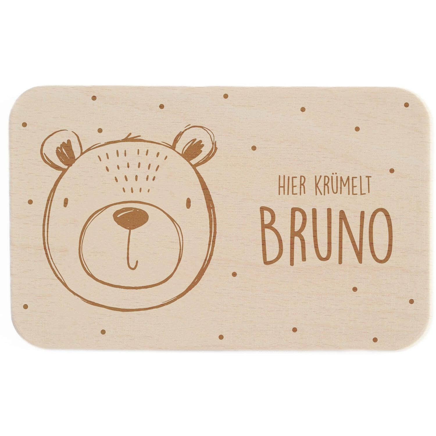 bear-themed breakfast board with personalized name