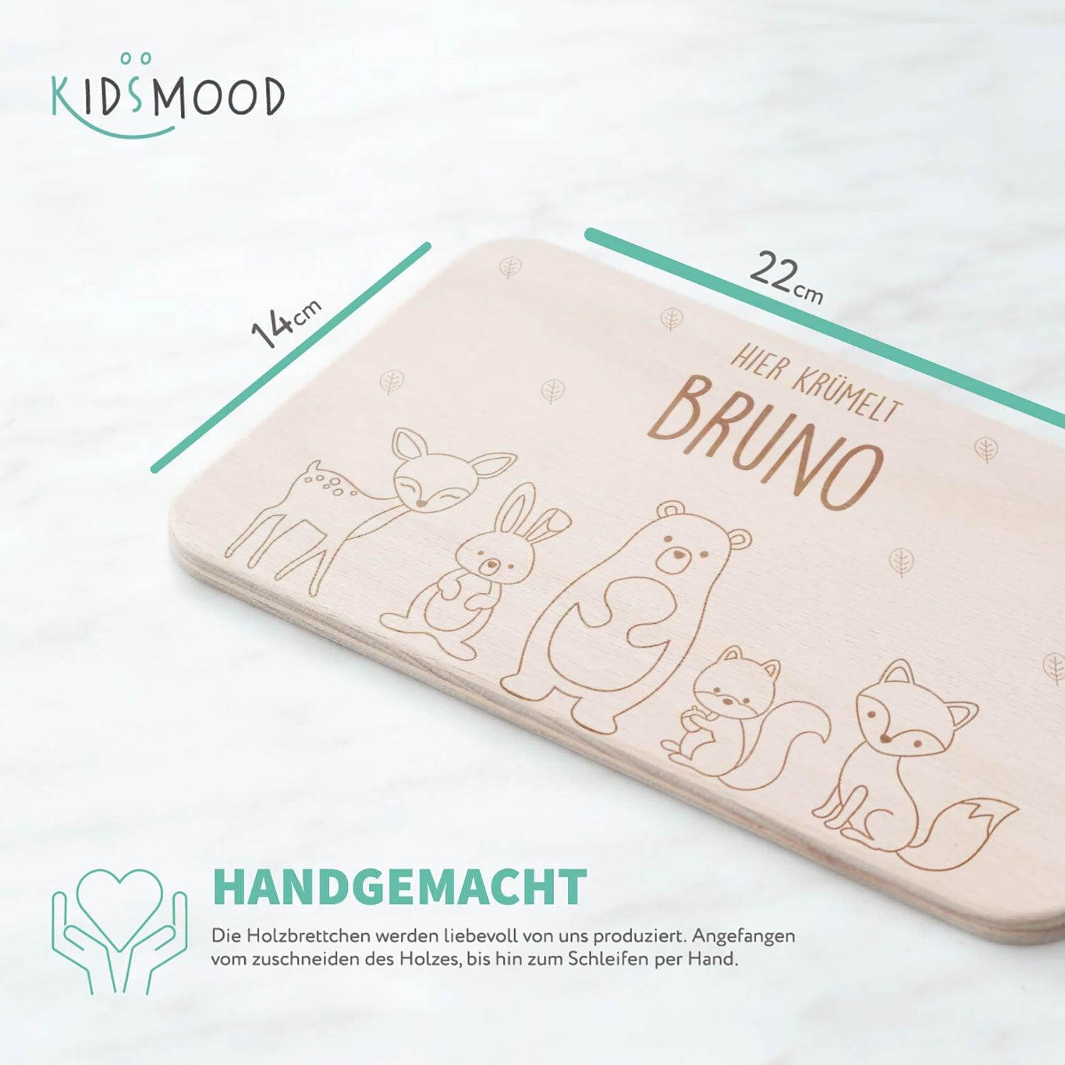 custom animal family design on wooden breakfast board