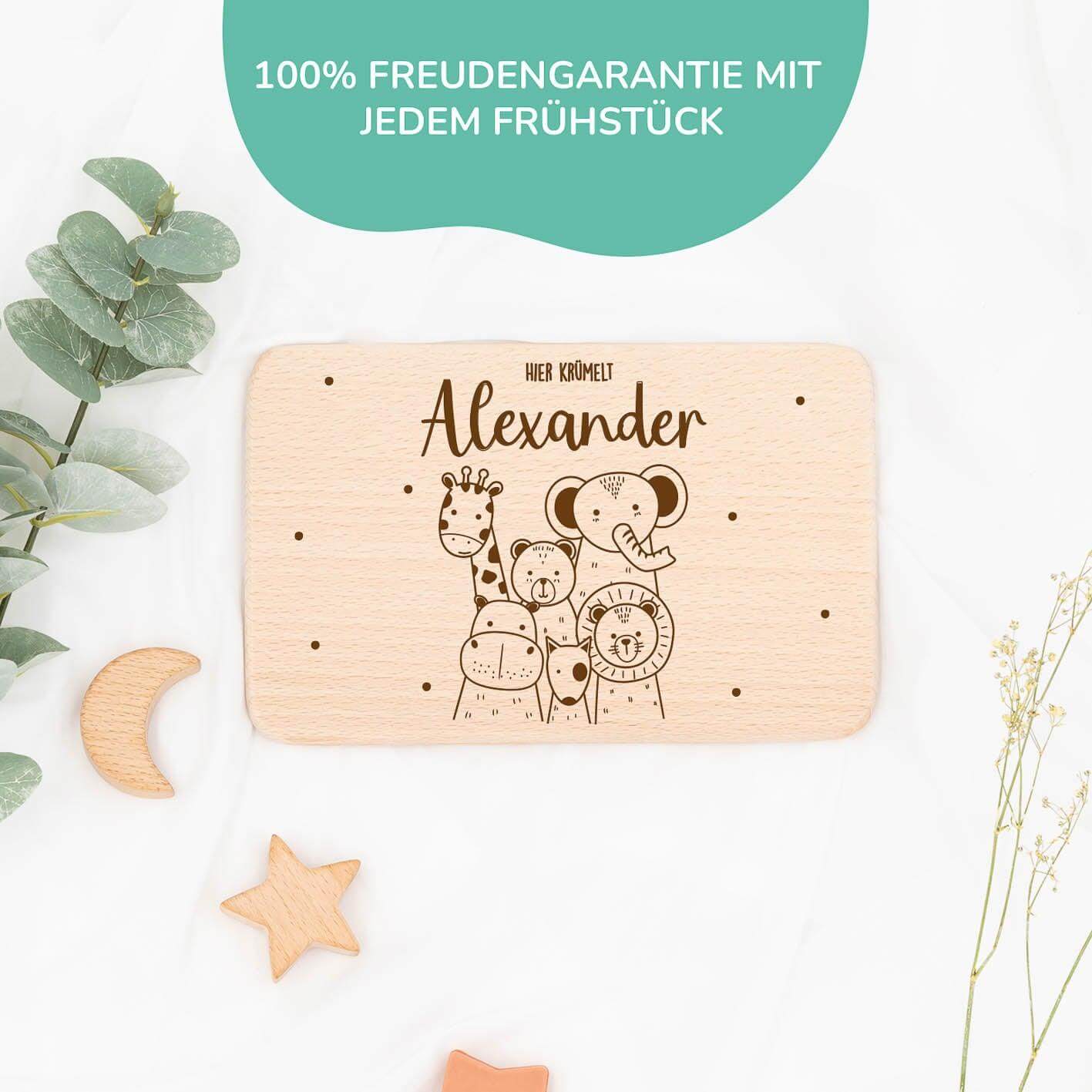 Personalisiertes Frühstücksbrettchen Tierfreunde - Kidsmood.de