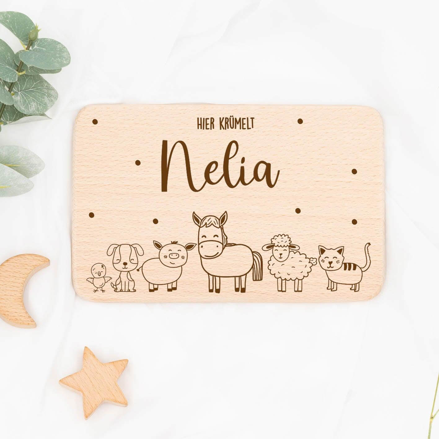 personalized breakfast board with farm design