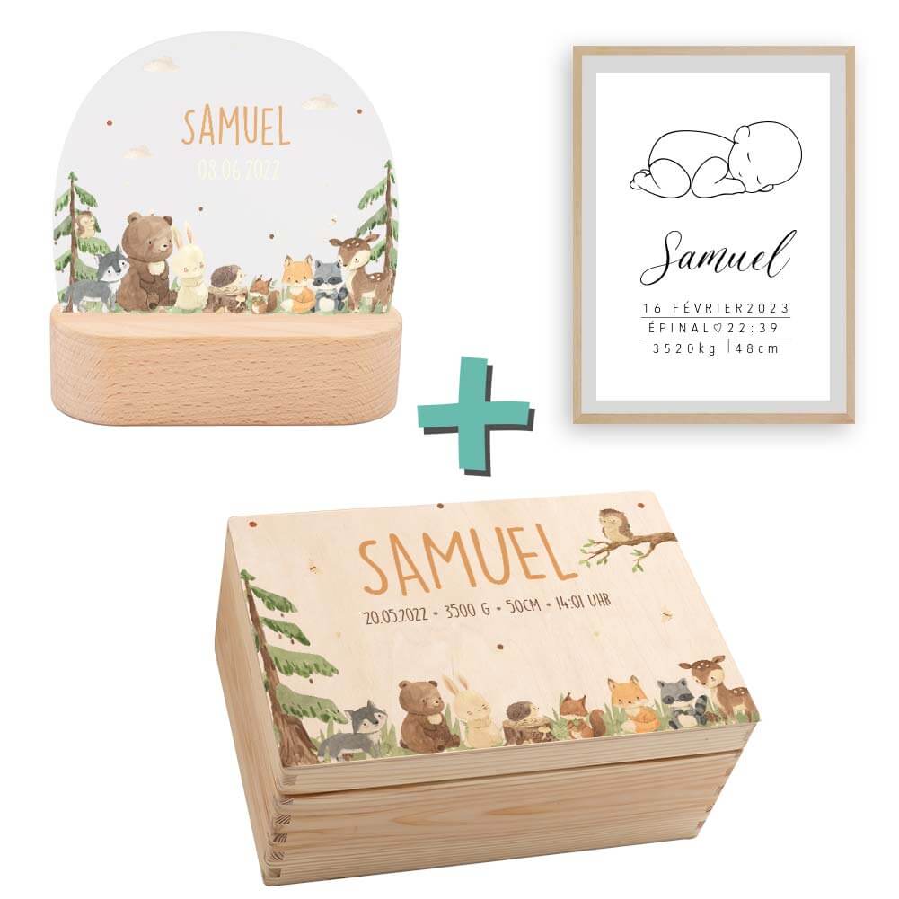 Geschenkset zur Geburt – Niedliche Waldtiere | Baby Geschenk