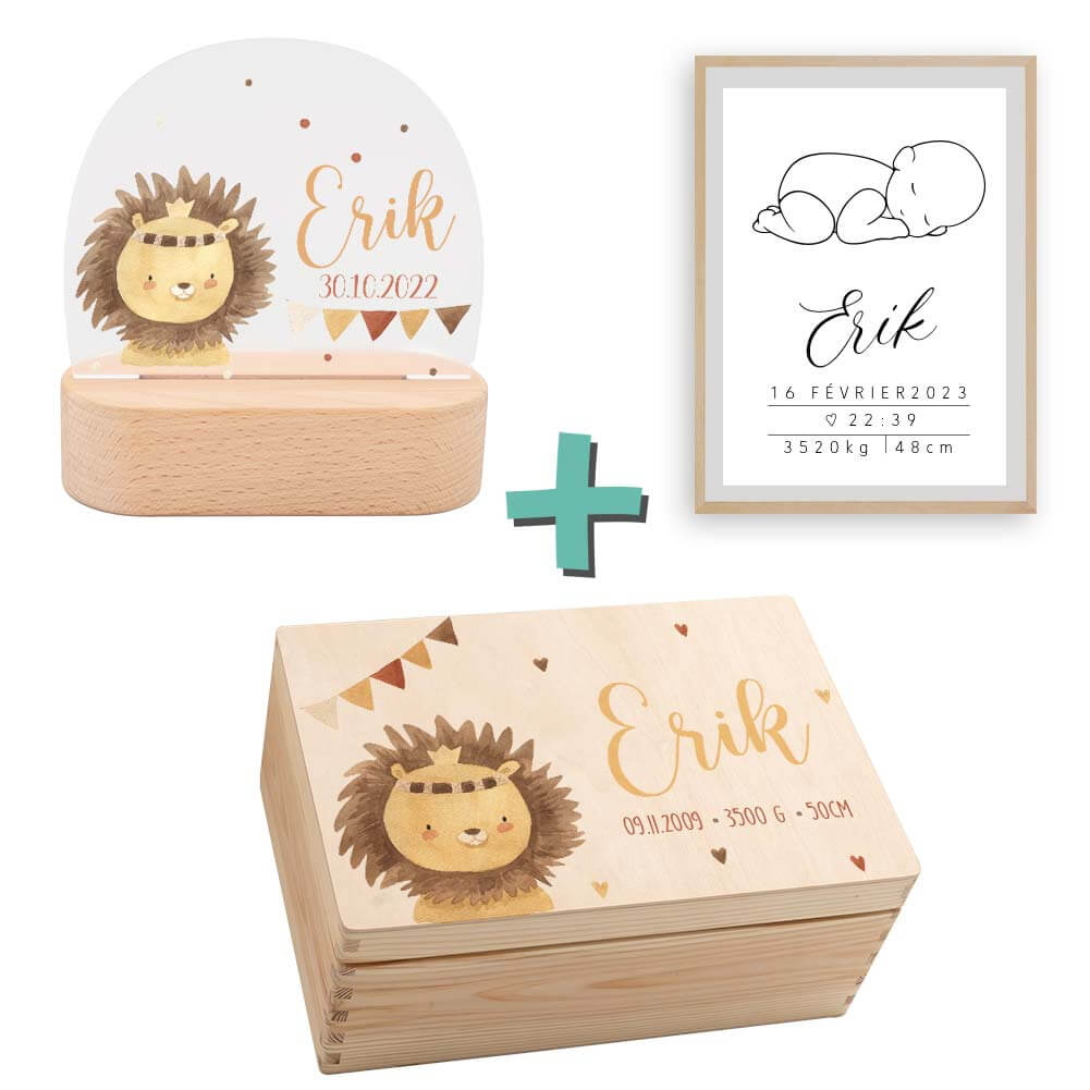 Willkommen auf der Welt – Geschenkset "Boho Löwe" | Geschenk zur Geburt